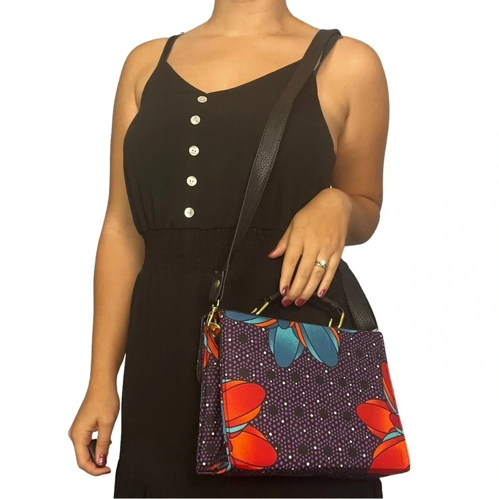 NEW Ankara African Print Multicolored Convertible Crossbody Purse Handbag